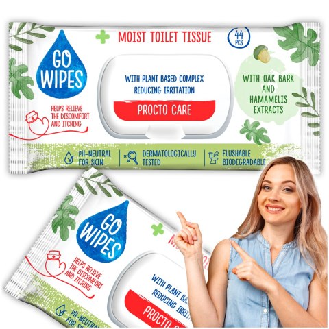 GOWIPES Nawilżany papier toaletowy Procto Care Flip top 44szt. GOWIPES Nawilżany papier toaletowy Procto Care Flip top 44szt.