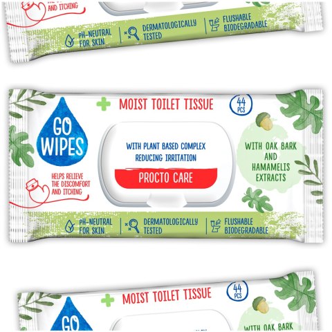GOWIPES Nawilżany papier toaletowy Procto Care Flip top 44szt. GOWIPES Nawilżany papier toaletowy Procto Care Flip top 44szt.