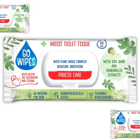 GOWIPES Nawilżany papier toaletowy Procto Care Flip top 44szt. GOWIPES Nawilżany papier toaletowy Procto Care Flip top 44szt.