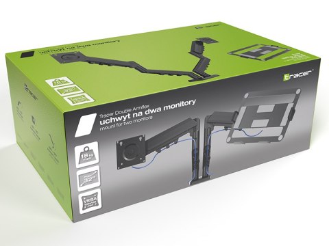 Uchwyt na dwa monitory ( zestaw z podstawką na laptop ) Tracer Double Armflex Uchwyt na dwa monitory ( zestaw z podstawką na laptop ) Tracer Double Armflex
