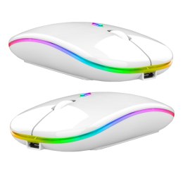 AK211B Mysz bezprzewodowa rgb biała