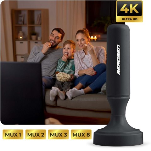 Antena wewnętrzna 360 stopni TV ultra HD 4K Berdsen BD-956 czarna Antena wewnętrzna 360 stopni TV ultra HD 4K Berdsen BD-956 czarna