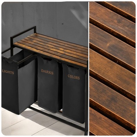 Kosz na pranie bieliznę trzykomorowy na stelażu 120 l Massido Kosz na pranie bieliznę trzykomorowy na stelażu 120 l Massido