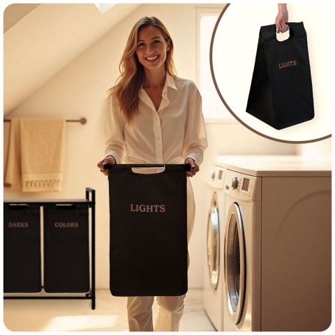 Kosz na pranie bieliznę trzykomorowy na stelażu 120 l Massido Kosz na pranie bieliznę trzykomorowy na stelażu 120 l Massido