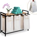 Kosz na pranie bieliznę trzykomorowy na stelażu 120 l Massido Kosz na pranie bieliznę trzykomorowy na stelażu 120 l Massido