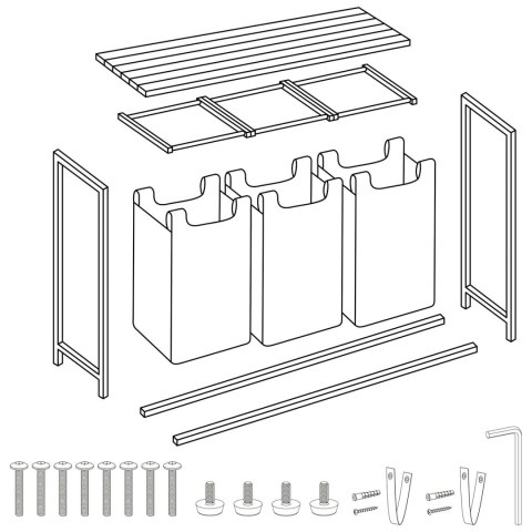 Kosz na pranie bieliznę trzykomorowy na stelażu 120 l Massido Kosz na pranie bieliznę trzykomorowy na stelażu 120 l Massido