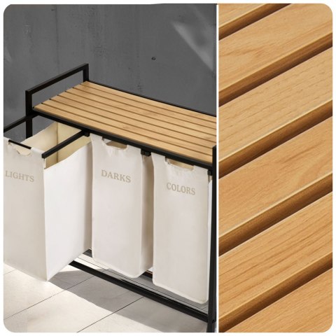 Kosz na pranie bieliznę trzykomorowy na stelażu 120 l Massido Kosz na pranie bieliznę trzykomorowy na stelażu 120 l Massido