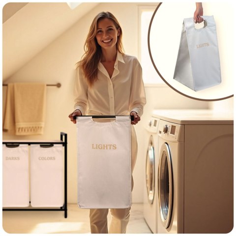 Kosz na pranie bieliznę trzykomorowy na stelażu 120 l Massido Kosz na pranie bieliznę trzykomorowy na stelażu 120 l Massido