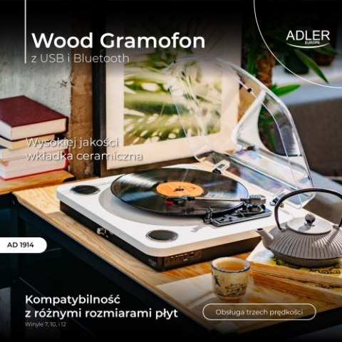AD 1914 White Gramofon z usb i bluetooth AD 1914 White Gramofon z usb i bluetooth