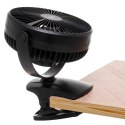AD 7342 black Wentylator biurkowy z klipsem |akumulatorowy| 15,5 cm | 360° obrót| usb-c |