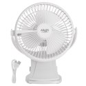 AD 7342 white Wentylator biurkowy z klipsem |akumulatorowy| 15,5 cm | 360° obrót| usb-c |