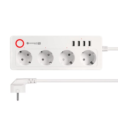 Listwa sieciowa Kruger&Matz 4 gniazda typu niemieckiego i 4xUSB 2100 mA Connect P6 Tuya Listwa sieciowa Kruger&Matz 4 gniazda typu niemieckiego i 4xUSB 2100 mA Connect P6 Tuya
