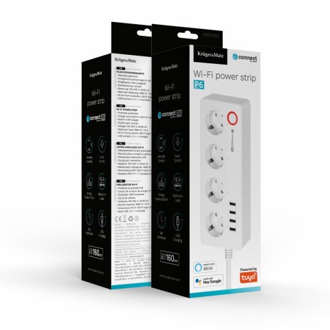 Listwa sieciowa Kruger&Matz 4 gniazda typu niemieckiego i 4xUSB 2100 mA Connect P6 Tuya Listwa sieciowa Kruger&Matz 4 gniazda typu niemieckiego i 4xUSB 2100 mA Connect P6 Tuya