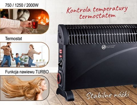 MS 7741 black Grzejnik konwektorowy z timerem i turbo nawiewem MS 7741 black Grzejnik konwektorowy z timerem i turbo nawiewem