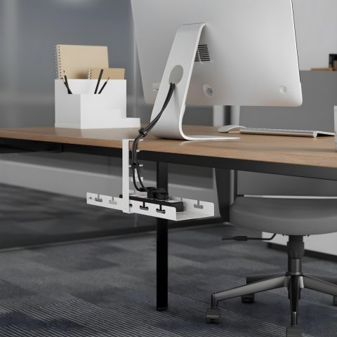 Organizer podbiurkowy na kable Maclean, max. obciążenie 5kg, biały, MC-105 W Organizer podbiurkowy na kable Maclean, max. obciążenie 5kg, biały, MC-105 W