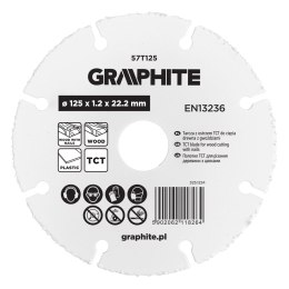 Tarcza z ostrzem TCT do cięcia drewna z gwoździami 125 x 1.2 x 22.22 mm