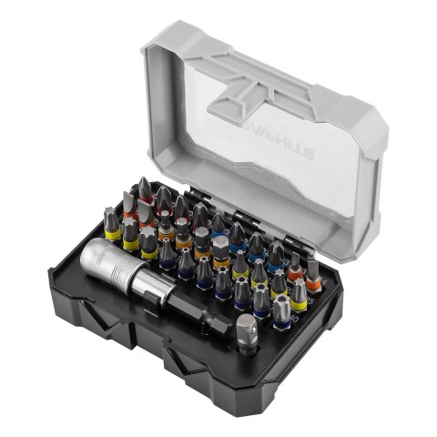 Zestaw bitów 25 mm, z uchwytem magnetycznym 68 mm, 32 szt. Zestaw bitów 25 mm, z uchwytem magnetycznym 68 mm, 32 szt.