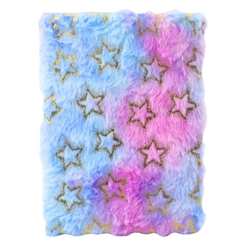 Pluszowy Zeszyt Notatnik W Linie Złote Gwiazdki Pastelowy A5 80 Kartek