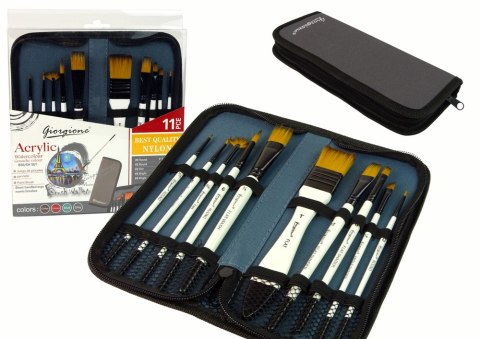 Zestaw Artysty W Piórniku Pędzle Akrylowe 10 Sztuk Zestaw Artysty W Piórniku Pędzle Akrylowe 10 Sztuk