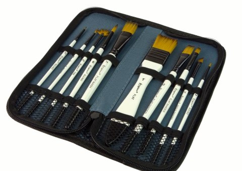 Zestaw Artysty W Piórniku Pędzle Akrylowe 10 Sztuk Zestaw Artysty W Piórniku Pędzle Akrylowe 10 Sztuk