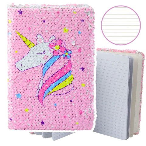 Zeszyt Notatnik W Linie Cekiny Dwukolorowe Jednorożec A5 80 Kartek