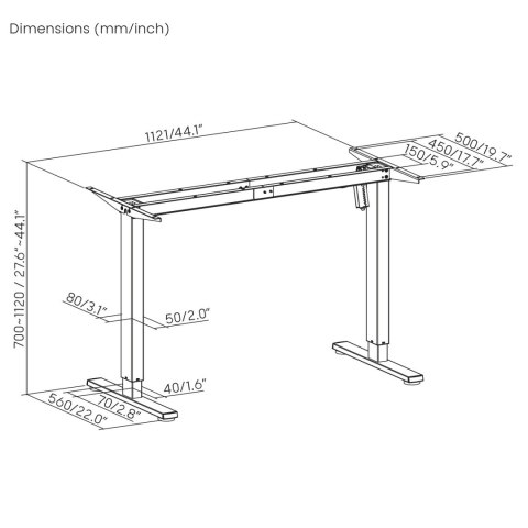 Biurko elektryczne regulacja wys. Ergo Office, max wys. 1160mm, max - 80 kg, bez blatu do pracy stojąco siedzącej, białe, ER-400 Biurko elektryczne regulacja wys. Ergo Office, max wys. 1160mm, max - 80 kg, bez blatu do pracy stojąco siedzącej, białe, ER-400