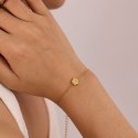 Bransoletka na rękę stal chirurgiczna pozłacana 14k złotem, kwiat, cyrkonia BST1518