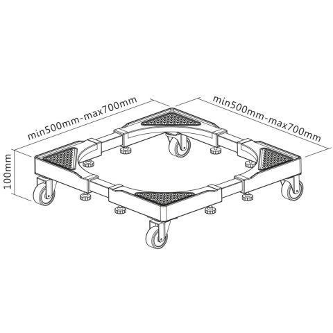 Podstawa pod pralkę ruchoma Maclean, blokada kółek, szer. 500-700mm, uniwersalna, do 200kg, MC-118 B Podstawa pod pralkę ruchoma Maclean, blokada kółek, szer. 500-700mm, uniwersalna, do 200kg, MC-118 B