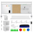 Przegroda biurkowa / organizer Ergo Office, max. obciążenie 10kg, biała i korkowa tablica, szerokość 1250mm, biała, ER-300 W