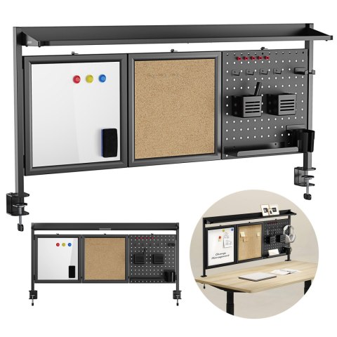 Przegroda biurkowa / organizer Ergo Office, max. obciążenie 10kg, biała i korkowa tablica, szerokość 1250mm, czarna,ER-300 B Przegroda biurkowa / organizer Ergo Office, max. obciążenie 10kg, biała i korkowa tablica, szerokość 1250mm, czarna,ER-300 B
