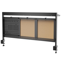 Przegroda biurkowa / organizer Ergo Office, max. obciążenie 10kg, biała i korkowa tablica, szerokość 1250mm, czarna,ER-300 B
