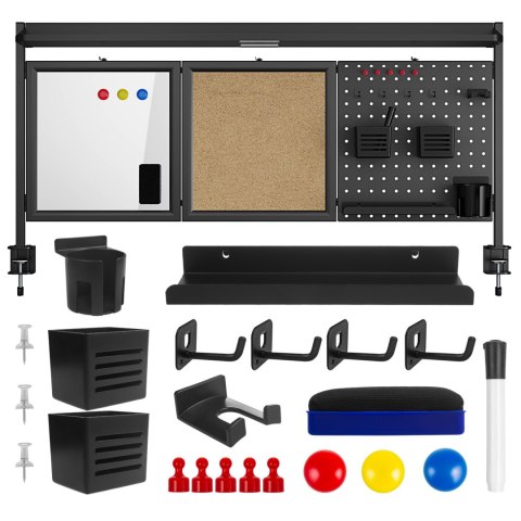 Przegroda biurkowa / organizer Ergo Office, max. obciążenie 10kg, biała i korkowa tablica, szerokość 1250mm, czarna,ER-300 B Przegroda biurkowa / organizer Ergo Office, max. obciążenie 10kg, biała i korkowa tablica, szerokość 1250mm, czarna,ER-300 B