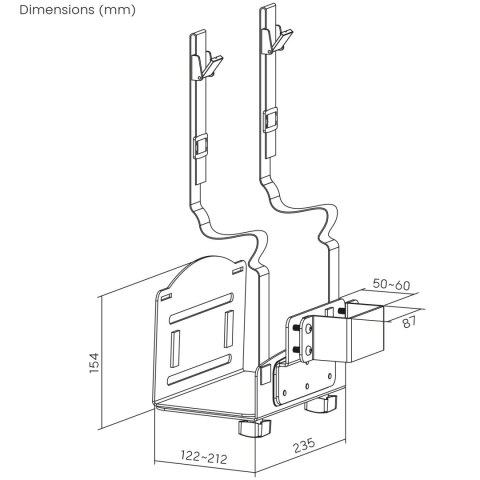 Uchwyt do komputerów CPU Maclean, zakres 122-212mm, max. obciążenie 10kg, biały, MC-116 W Uchwyt do komputerów CPU Maclean, zakres 122-212mm, max. obciążenie 10kg, biały, MC-116 W