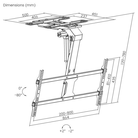 Uchwyt elektryczny do TV Maclean, sufitowy, obsługa Tuya, max. VESA 800x400, dla TV 43-86", max. 45kg, MC-110 T Uchwyt elektryczny do TV Maclean, sufitowy, obsługa Tuya, max. VESA 800x400, dla TV 43-86", max. 45kg, MC-110 T