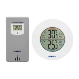 Bezprzewodowa stacja pogodowa z pomiarem temperatury zewnętrznej i wewnętrznej, biało-szara