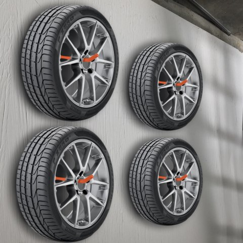 Komplet 4 uchwytów ściennych Maclean, na opony, koła, drabinę, rower, stalowy, max. obciążenie 60kg/1 uchwyt, MC-437 Komplet 4 uchwytów ściennych Maclean, na opony, koła, drabinę, rower, stalowy, max. obciążenie 60kg/1 uchwyt, MC-437