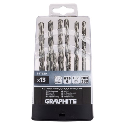 Wiertła do metalu HSS-G, 2 - 8 mm, zestaw 13 szt. Wiertła do metalu HSS-G, 2 - 8 mm, zestaw 13 szt.
