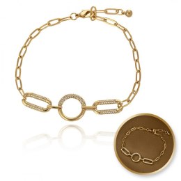 Bransoletka na rękę stal chirurgiczna pozłacana 14k złotem, cyrkonie - BST1558