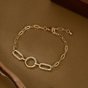 Bransoletka na rękę stal chirurgiczna pozłacana 14k złotem, cyrkonie - BST1558