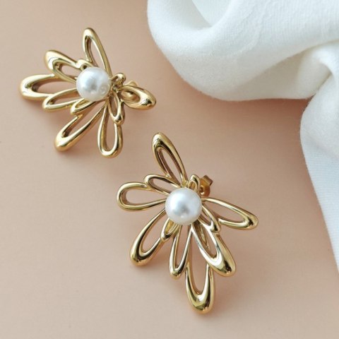 Kolczyki ze stali szlachetnej platerowane 14k złotem, KST3402