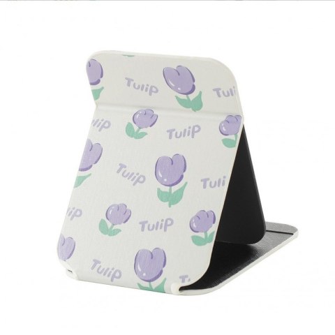 Lusterko kosmetyczne z ekoskóry, otwierane, strojące duże, tulipany 15 x 21 cm L22