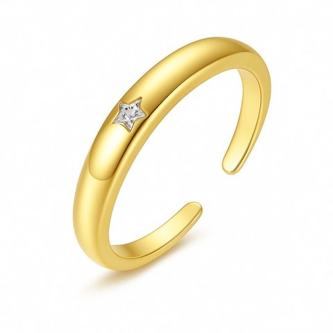 Pierścionek stal chirurgiczna platerowana złotem regulowany, z cyrkoniami R6, PST950