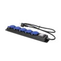 Przedłużacz warsztatowy bryzgoszczelny z wyłącznikiem, 5 gniazd 2P+Z, IP44, przewód gumowy, H05RR-F 3x1,5mm?, długość 5m Przedłużacz warsztatowy bryzgoszczelny z wyłącznikiem, 5 gniazd 2P+Z, IP44, przewód gumowy, H05RR-F 3x1,5mm?, długość 5m