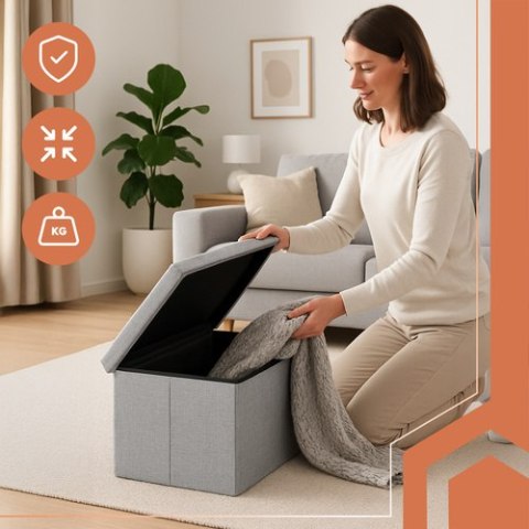 Pufa materiałowa szara 76x38x38cm Ruhhy 26131 Pufa materiałowa szara 76x38x38cm Ruhhy 26131