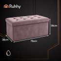 Pufa welurowa ciemnoszary 76x38x38cm Ruhhy 26130