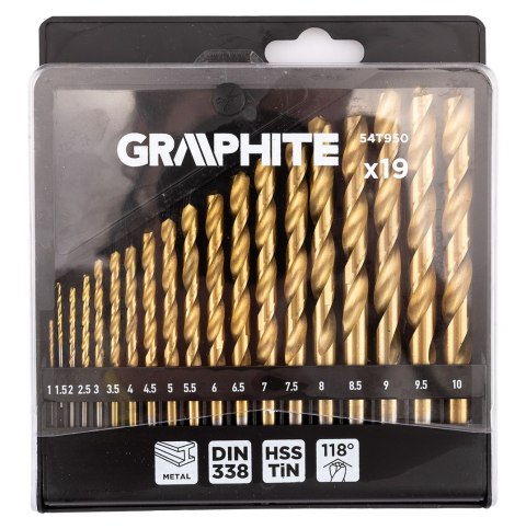 Wiertła do metalu HSS TiN, 1 - 10 mm, zestaw 19 szt. Wiertła do metalu HSS TiN, 1 - 10 mm, zestaw 19 szt.