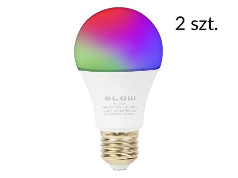 87-411# Żarówka led e27 10w 230v rgb+cw 2szt wifi