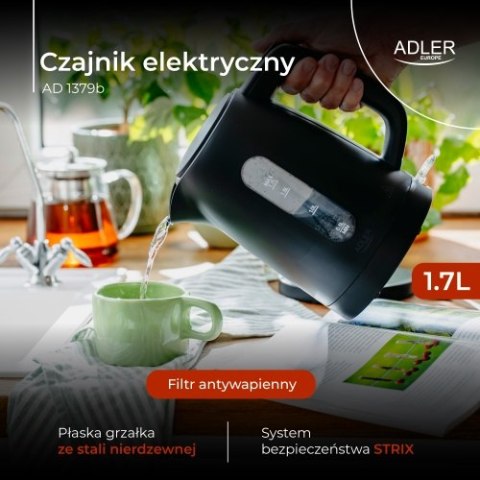 AD 1379b Czajnik elektryczny 1,7 l | strix | płaska grzałka | automatyczne wyłączanie | czarny AD 1379b Czajnik elektryczny 1,7 l | strix | płaska grzałka | automatyczne wyłączanie | czarny