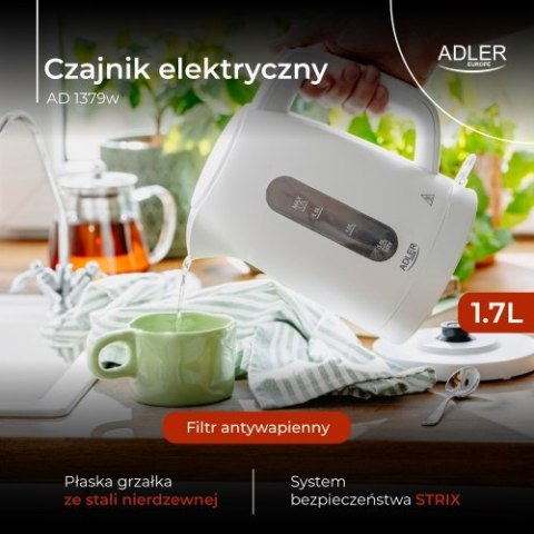 AD 1379w Czajnik elektryczny 1,7 l | strix | płaska grzałka | automatyczne wyłączanie | biały AD 1379w Czajnik elektryczny 1,7 l | strix | płaska grzałka | automatyczne wyłączanie | biały