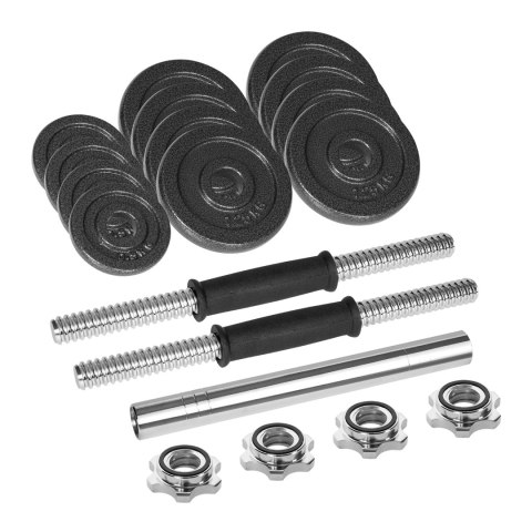 Hantle żeliwne regulowane w walizce z gryfem, zestaw 15kg REBEL ACTIVE Hantle żeliwne regulowane w walizce z gryfem, zestaw 15kg REBEL ACTIVE